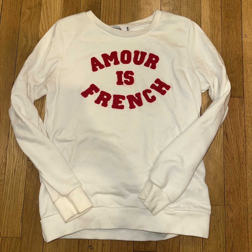 Jubylee sweatshirt with red chenille letter patches